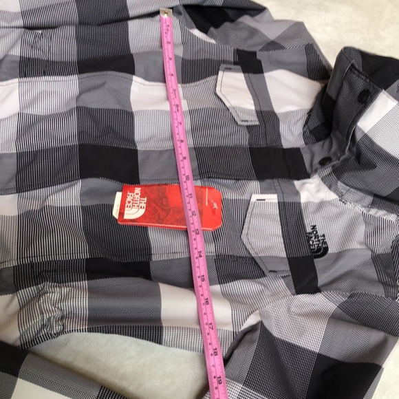 The North Face Gray Black Plaid Check Print Rain Coat Jacket + Hoodie - Picture 14 of 15